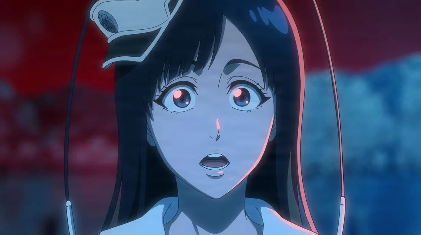 Giselle Gewelle from Bleach in a close-framed cel-shaded anime scene with a detailed environment