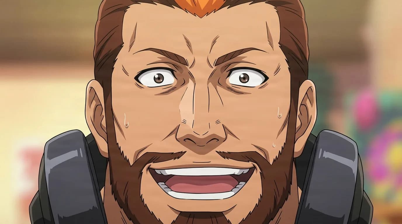 Gō Koga from Bleach in a close-framed cel-shaded anime scene with a detailed environment