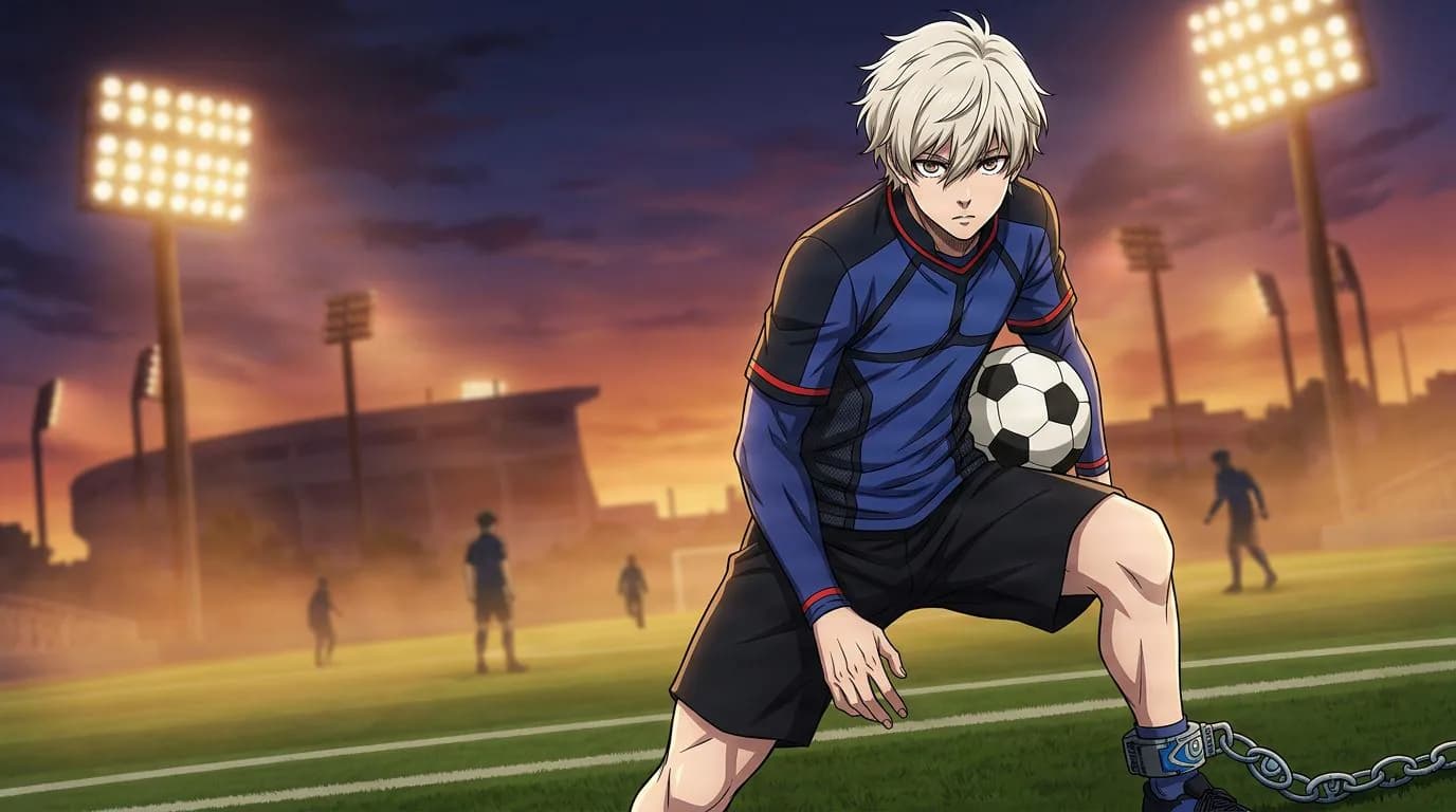 Anime-style portrait of Charles Chevalier from Blue Lock, cel-shaded, soccer atmosphere