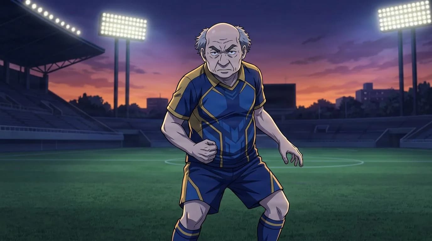 ブルーロックの不乱蔦 宏俊のアニメ風ポートレート、セルシェーディング、サッカーの雰囲気