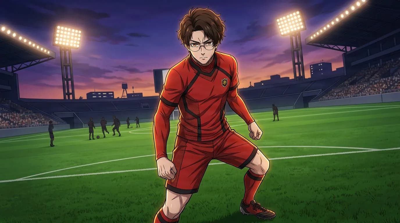 ブルーロックの雪宮 剣優のアニメ風ポートレート、セルシェーディング、サッカーの雰囲気