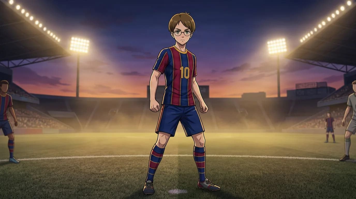 Anime-style portrait of Yuya Naruhaya from Blue Lock, cel-shaded, soccer atmosphere