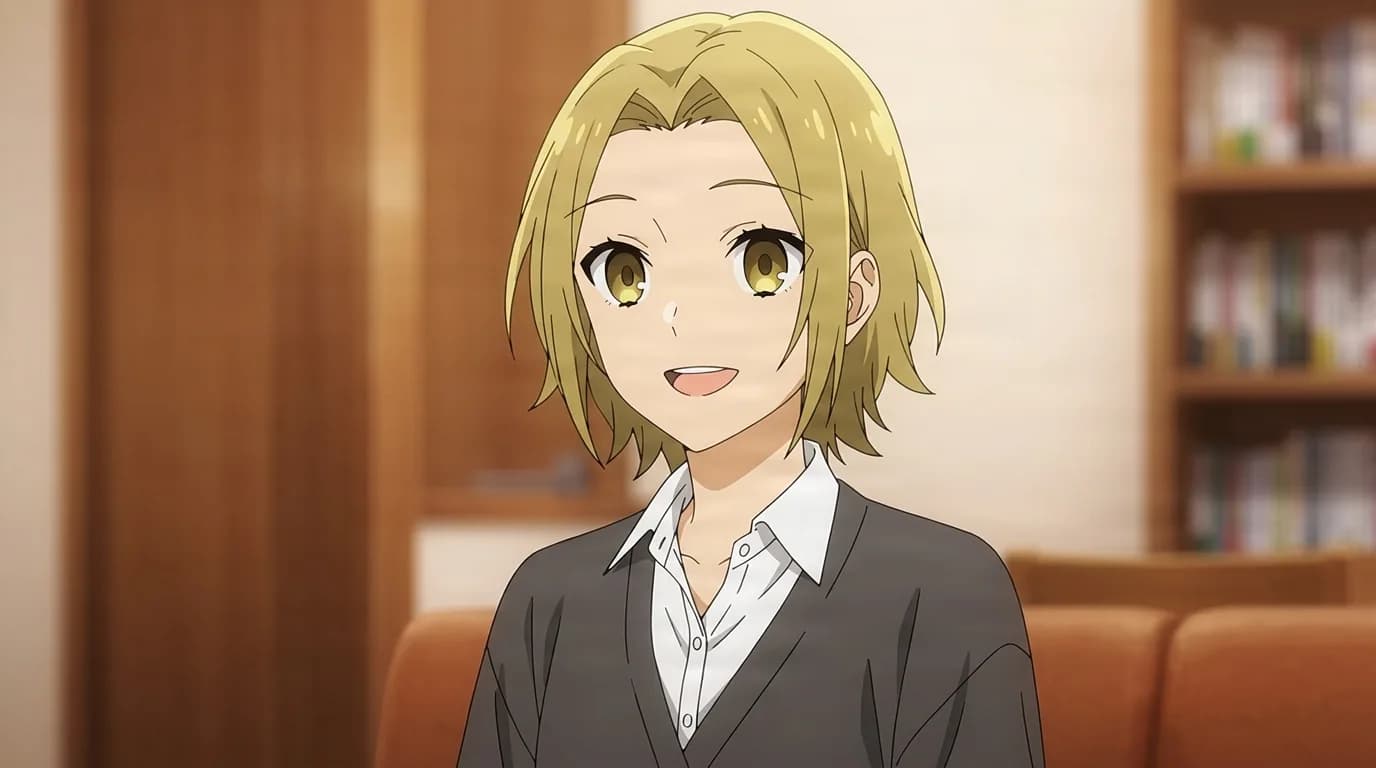 Yuki Yoshikawa from Horimiya in a close-framed cel-shaded anime scene with a detailed environment