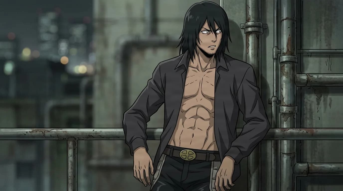 Chuma Yakumaru from My Hero Academia in a close-framed cel-shaded anime scene with a detailed environment