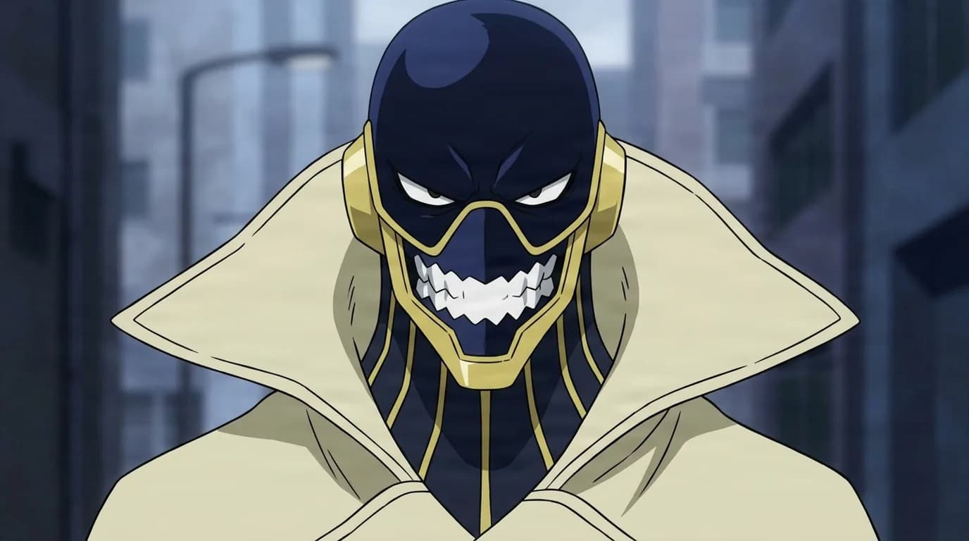 Ectoplasm from My Hero Academia in a close-framed cel-shaded anime scene with a detailed environment
