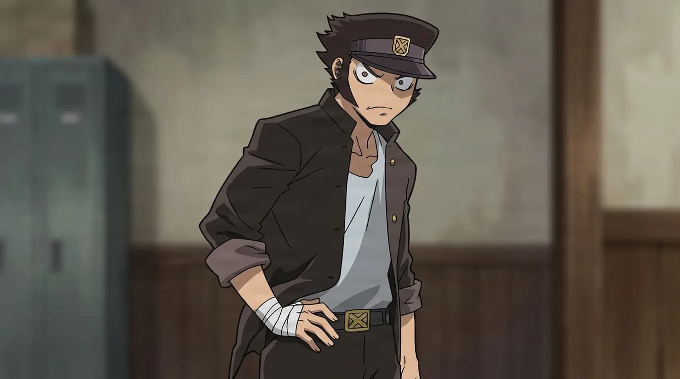 Jube Namimaru from My Hero Academia in a close-framed cel-shaded anime scene with a detailed environment