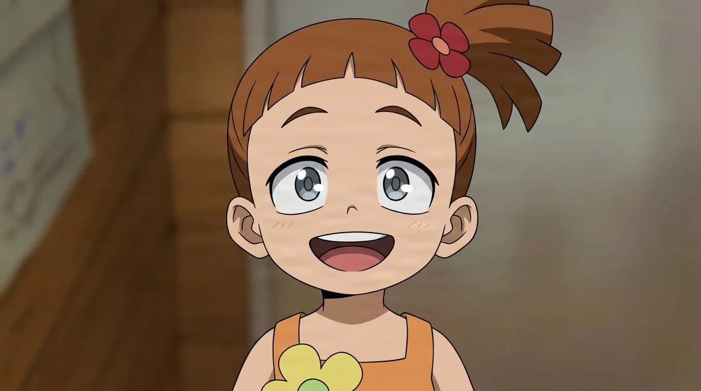 Lala Soul from My Hero Academia in a close-framed cel-shaded anime scene with a detailed environment