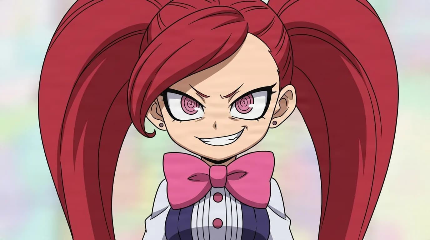 Manami Aiba from My Hero Academia in a close-framed cel-shaded anime scene with a detailed environment