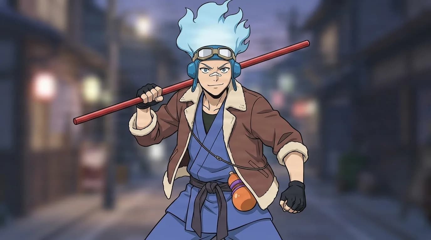 Oboro Shirakumo from My Hero Academia in a close-framed cel-shaded anime scene with a detailed environment