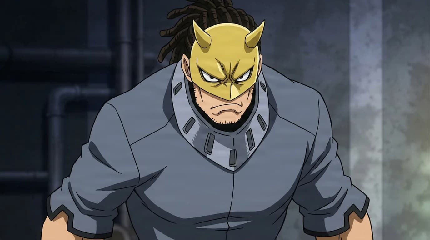 Sidero from My Hero Academia in a close-framed cel-shaded anime scene with a detailed environment