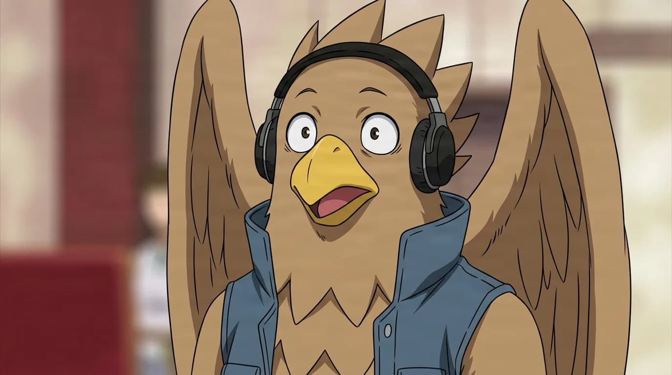Takahiro from My Hero Academia in a close-framed cel-shaded anime scene with a detailed environment
