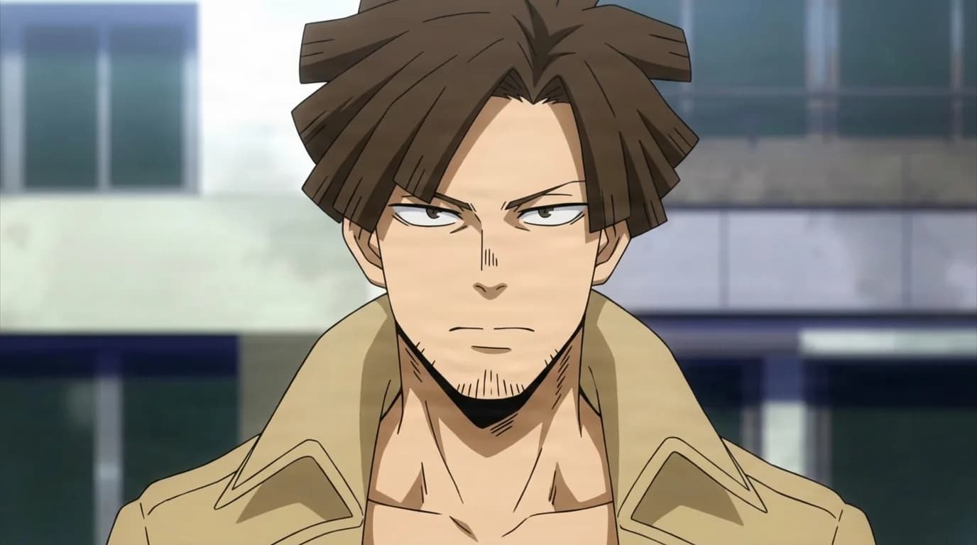 Teruo Hazukashi from My Hero Academia in a close-framed cel-shaded anime scene with a detailed environment