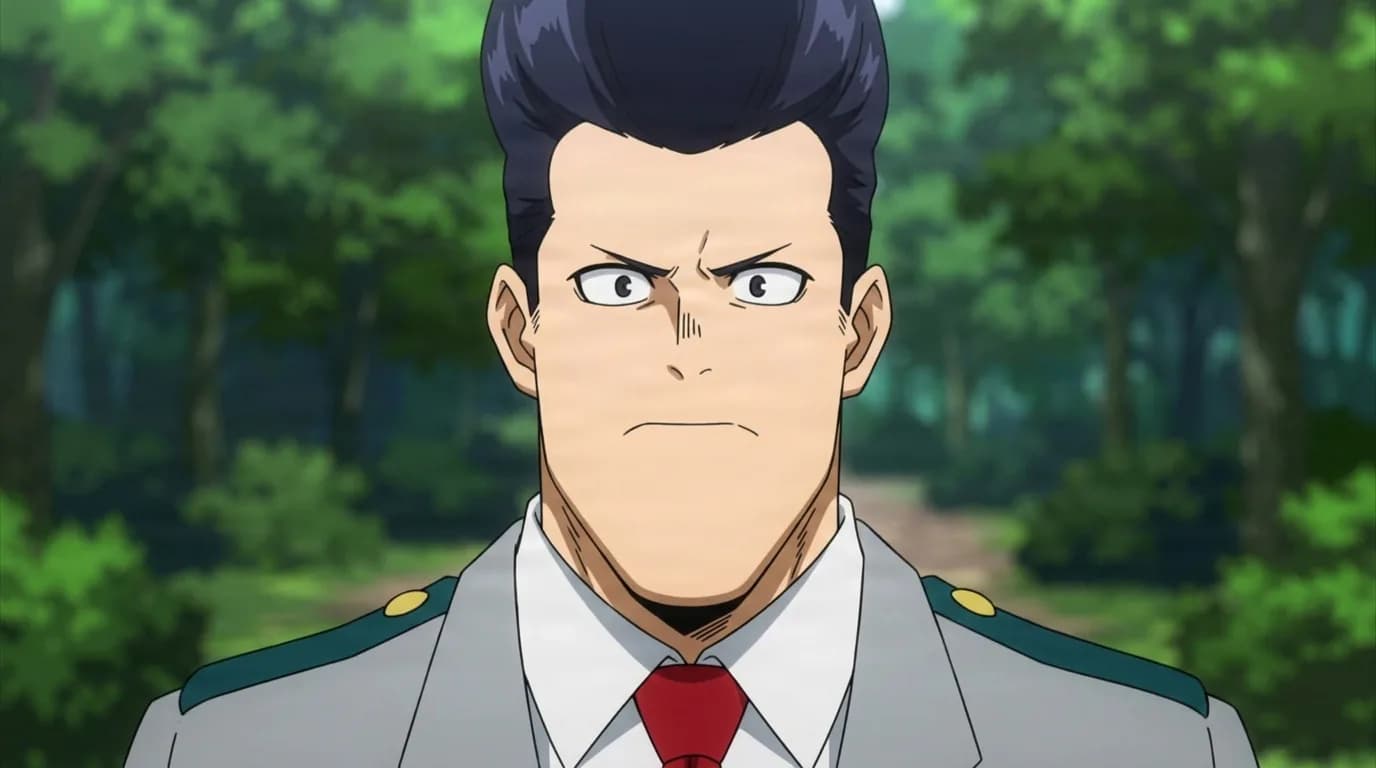 Tsutsutaka Agoyamato from My Hero Academia in a close-framed cel-shaded anime scene with a detailed environment