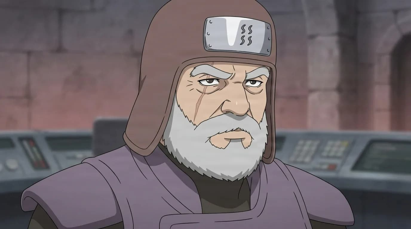 Anaguma from Naruto in a close-framed cel-shaded anime scene with a detailed environment