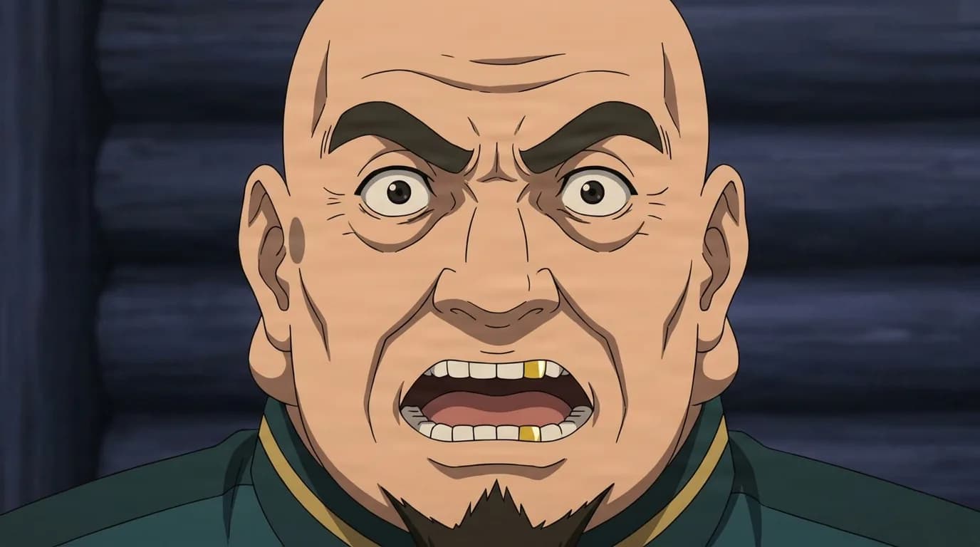 Bamboo Minister from Naruto in a close-framed cel-shaded anime scene with a detailed environment
