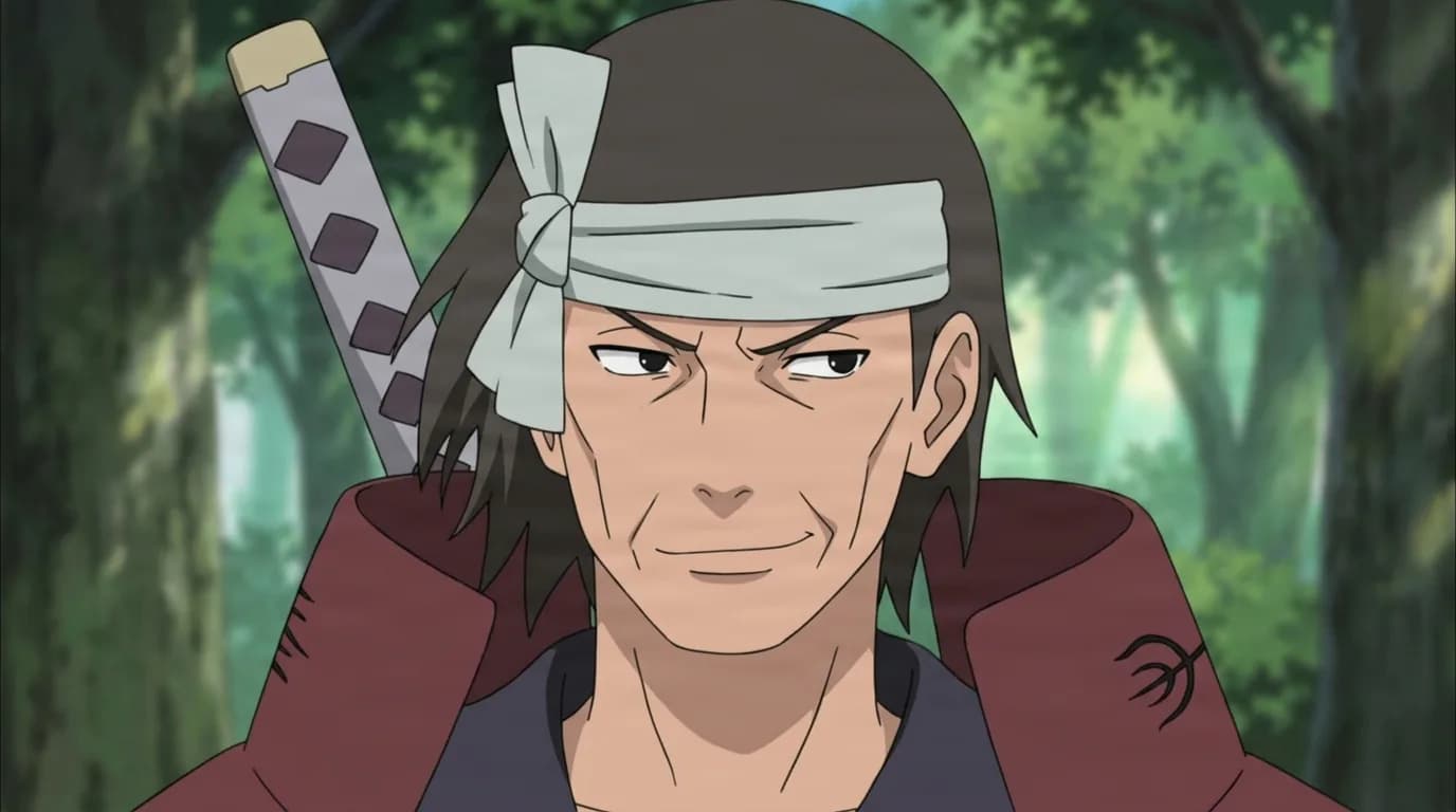 Butsuma Senju from Naruto in a close-framed cel-shaded anime scene with a detailed environment