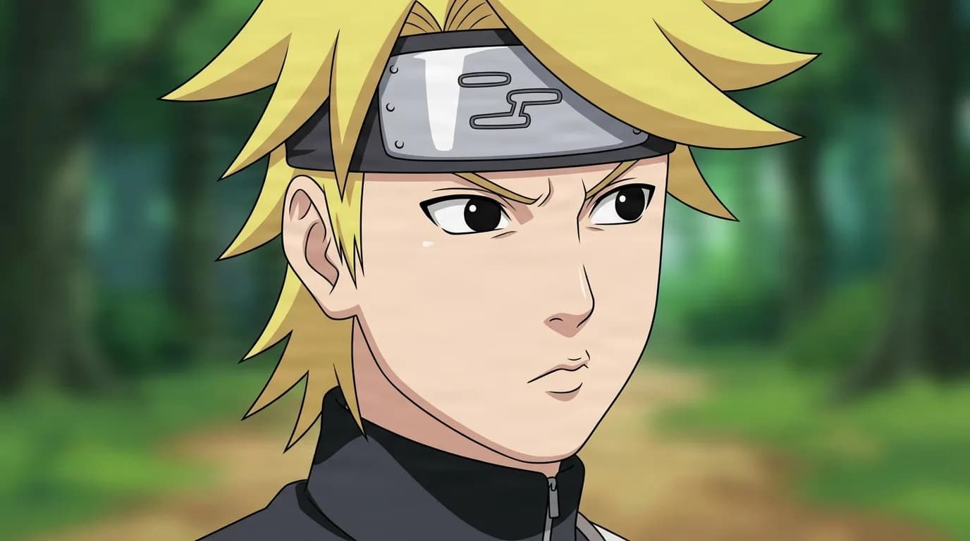 C from Naruto in a close-framed cel-shaded anime scene with a detailed environment