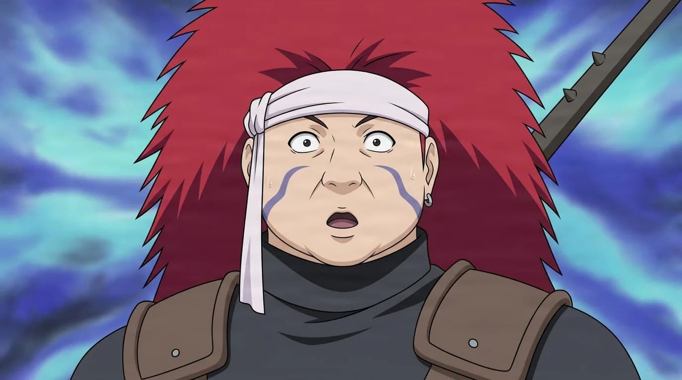 Chōza Akimichi from Naruto in a close-framed cel-shaded anime scene with a detailed environment