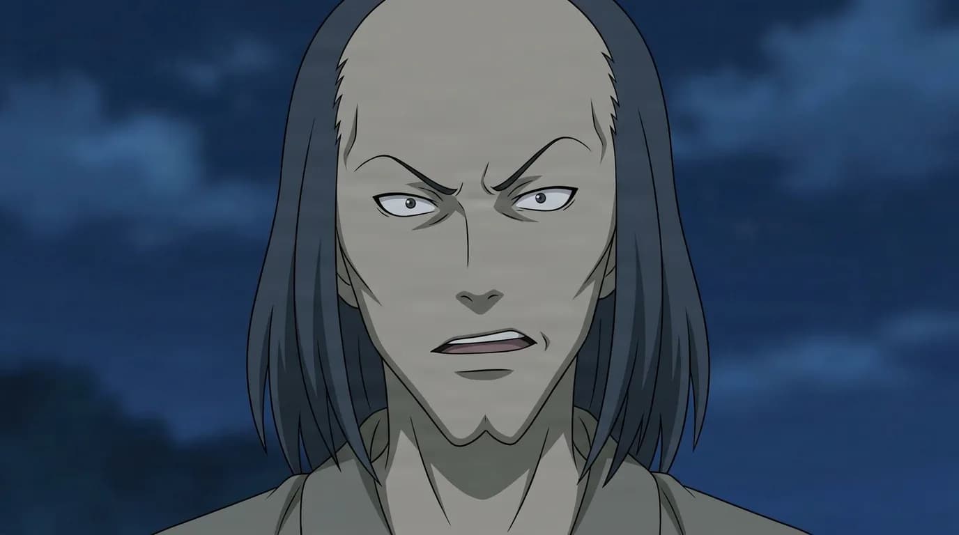 Chūshin from Naruto in a close-framed cel-shaded anime scene with a detailed environment