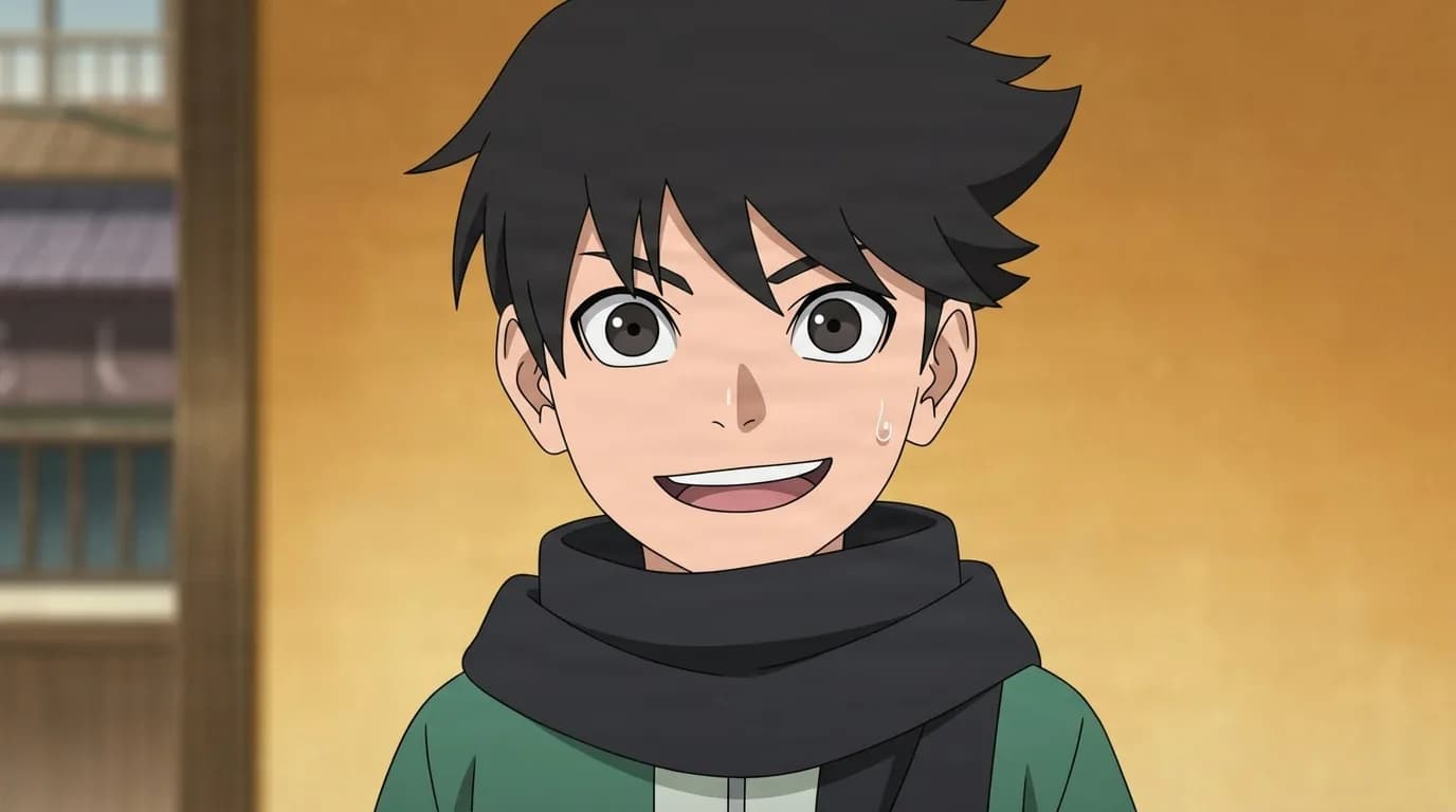 Ehō Norimaki from Naruto in a close-framed cel-shaded anime scene with a detailed environment