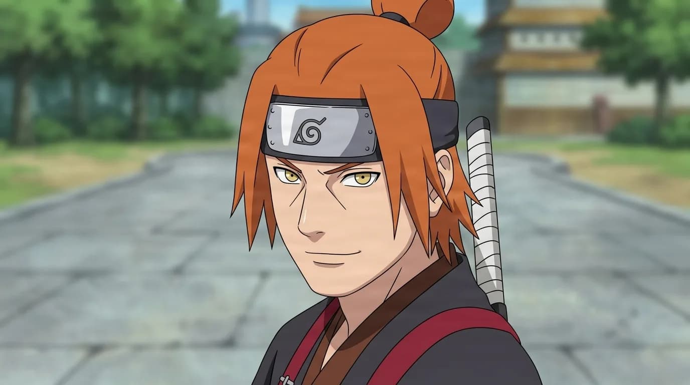 Fū Yamanaka from Naruto in a close-framed cel-shaded anime scene with a detailed environment