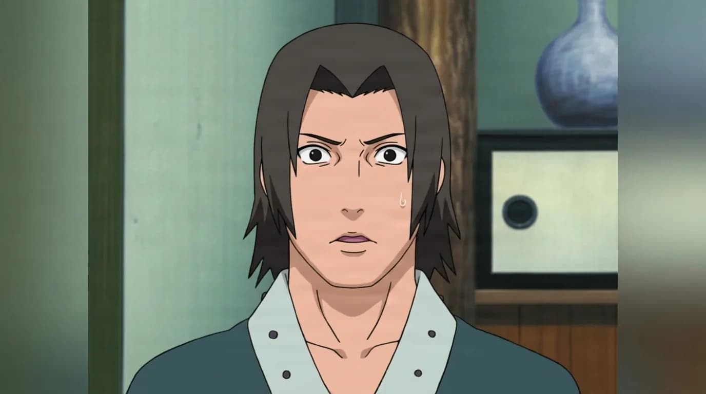 Fugaku Uchiha from Naruto in a close-framed cel-shaded anime scene with a detailed environment