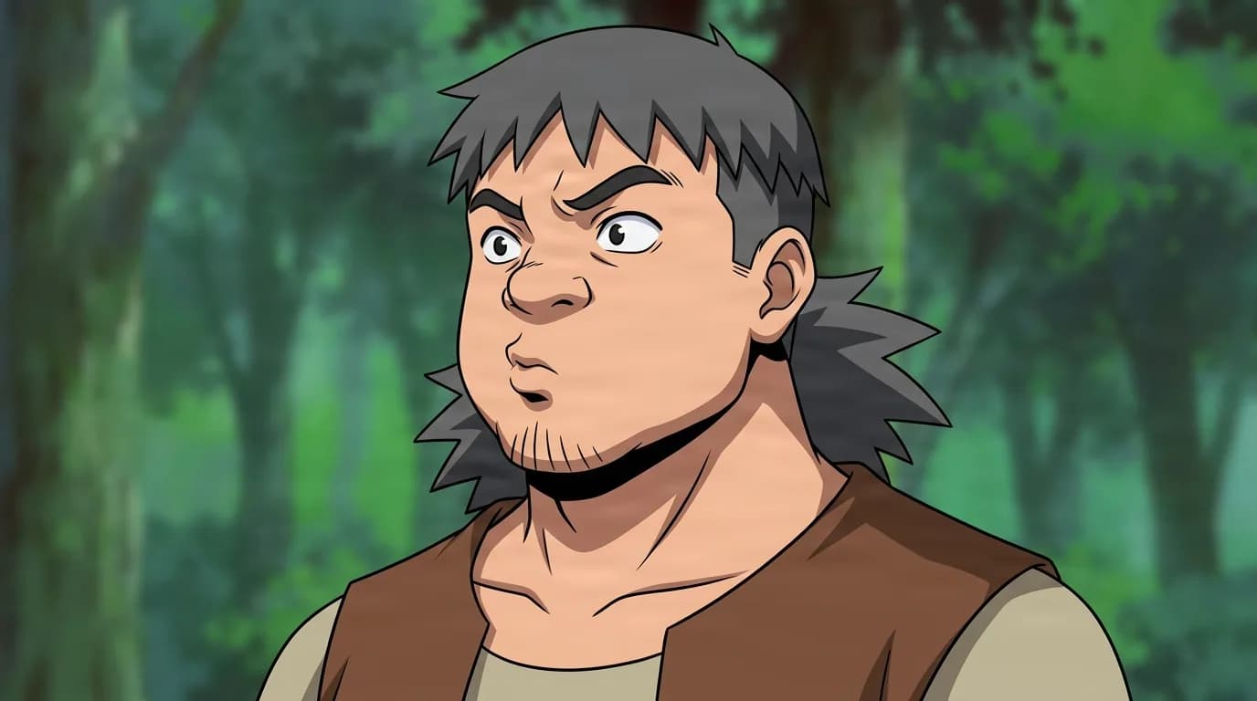 Fukuyokana from Naruto in a close-framed cel-shaded anime scene with a detailed environment