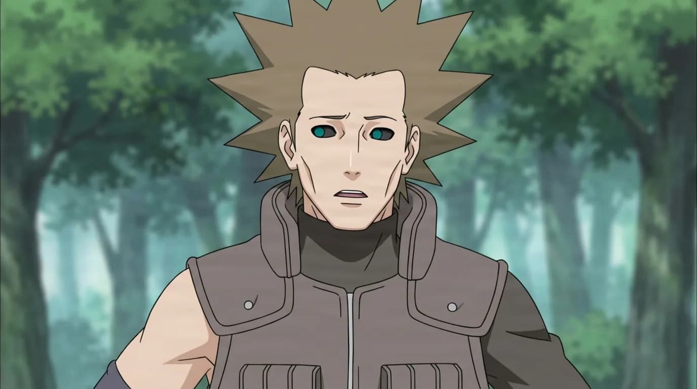 Gari from Naruto in a close-framed cel-shaded anime scene with a detailed environment