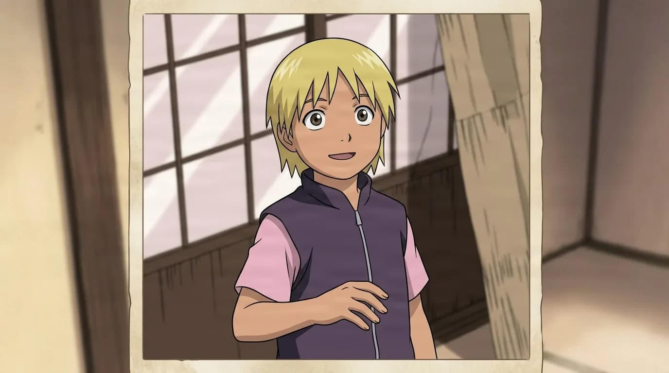 Gennō's Son from Naruto in a close-framed cel-shaded anime scene with a detailed environment