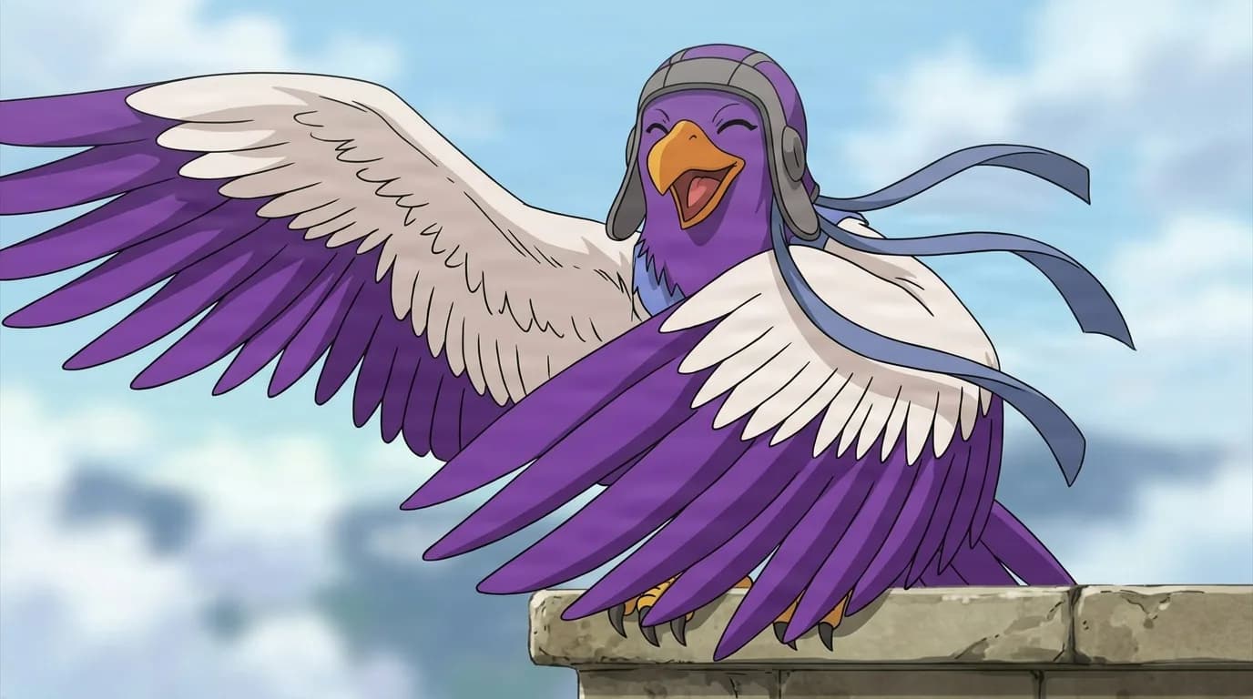 Giant Eagle from Naruto in a close-framed cel-shaded anime scene with a detailed environment