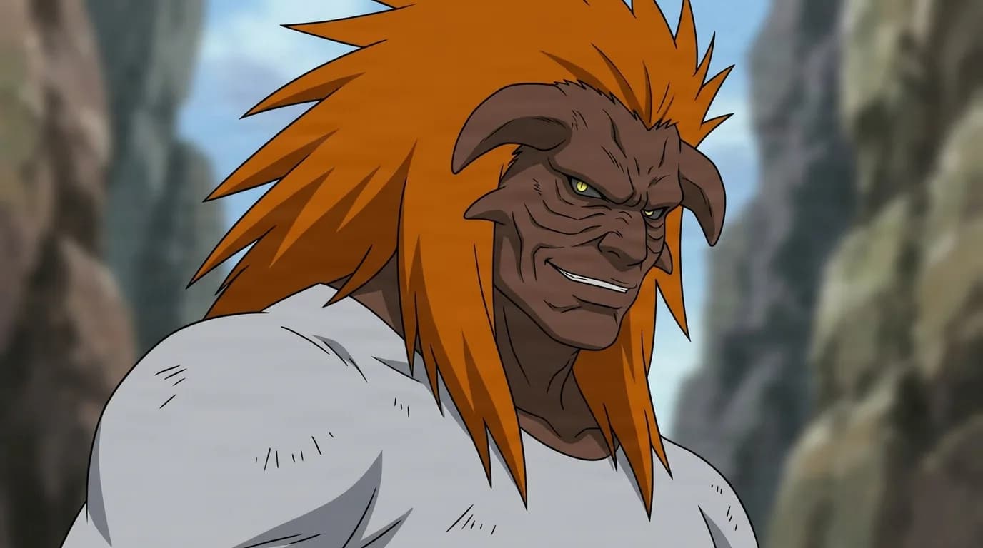 Guren (prisoner) from Naruto in a close-framed cel-shaded anime scene with a detailed environment
