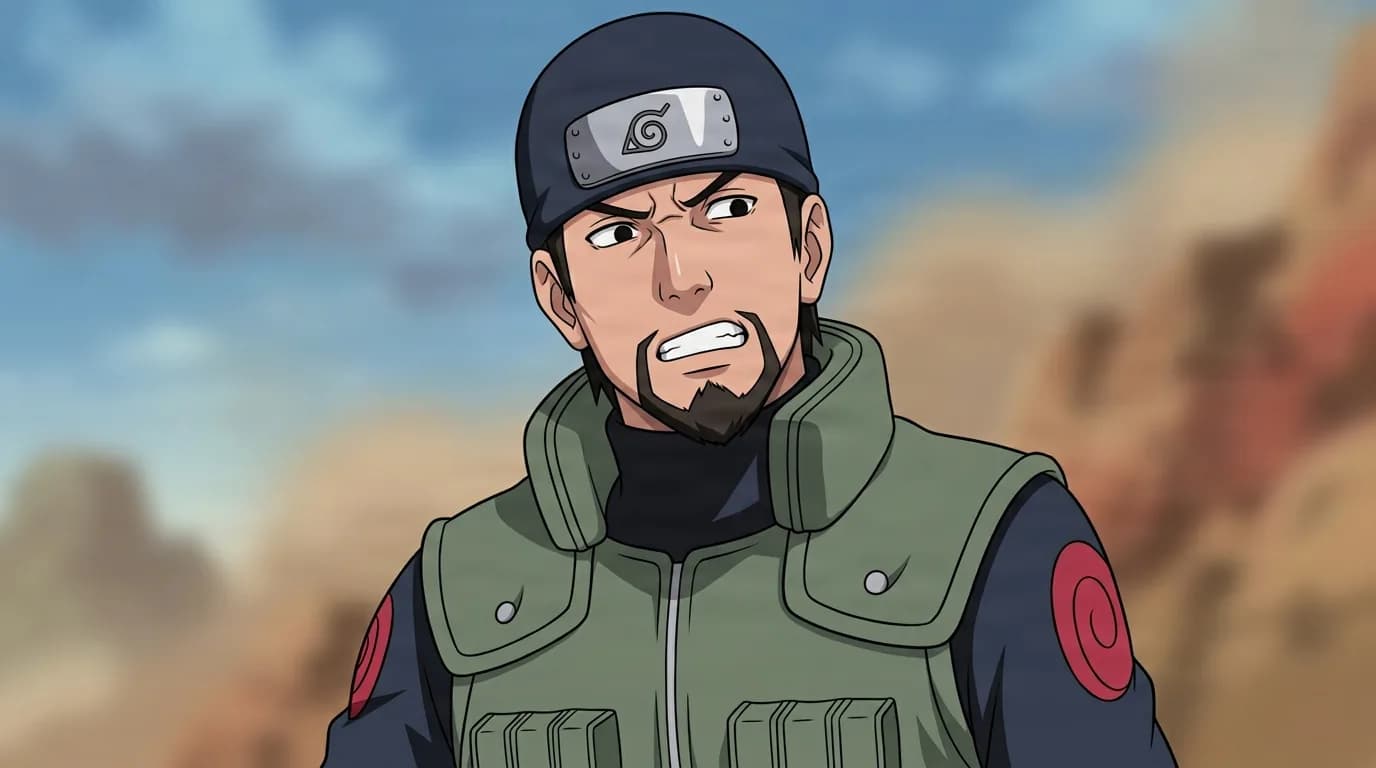 Hamaki Mimura from Naruto in a close-framed cel-shaded anime scene with a detailed environment