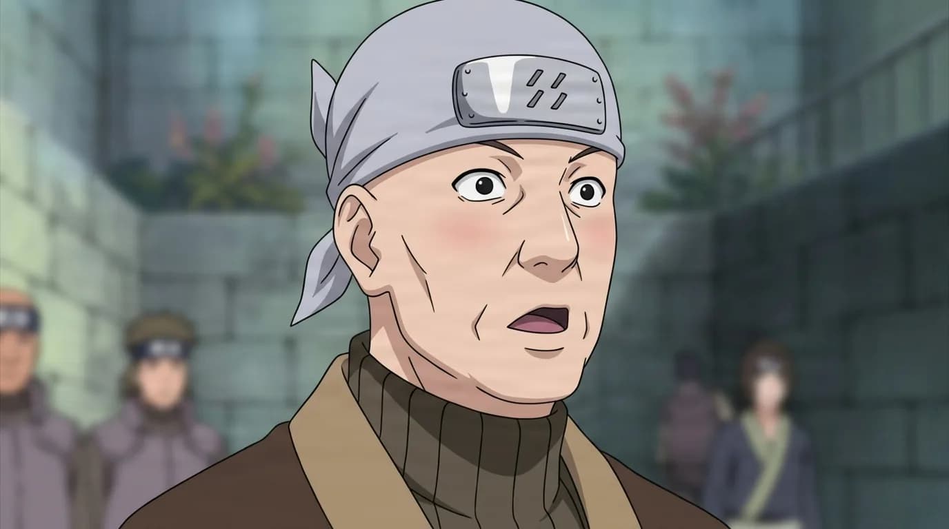 Heki from Naruto in a close-framed cel-shaded anime scene with a detailed environment