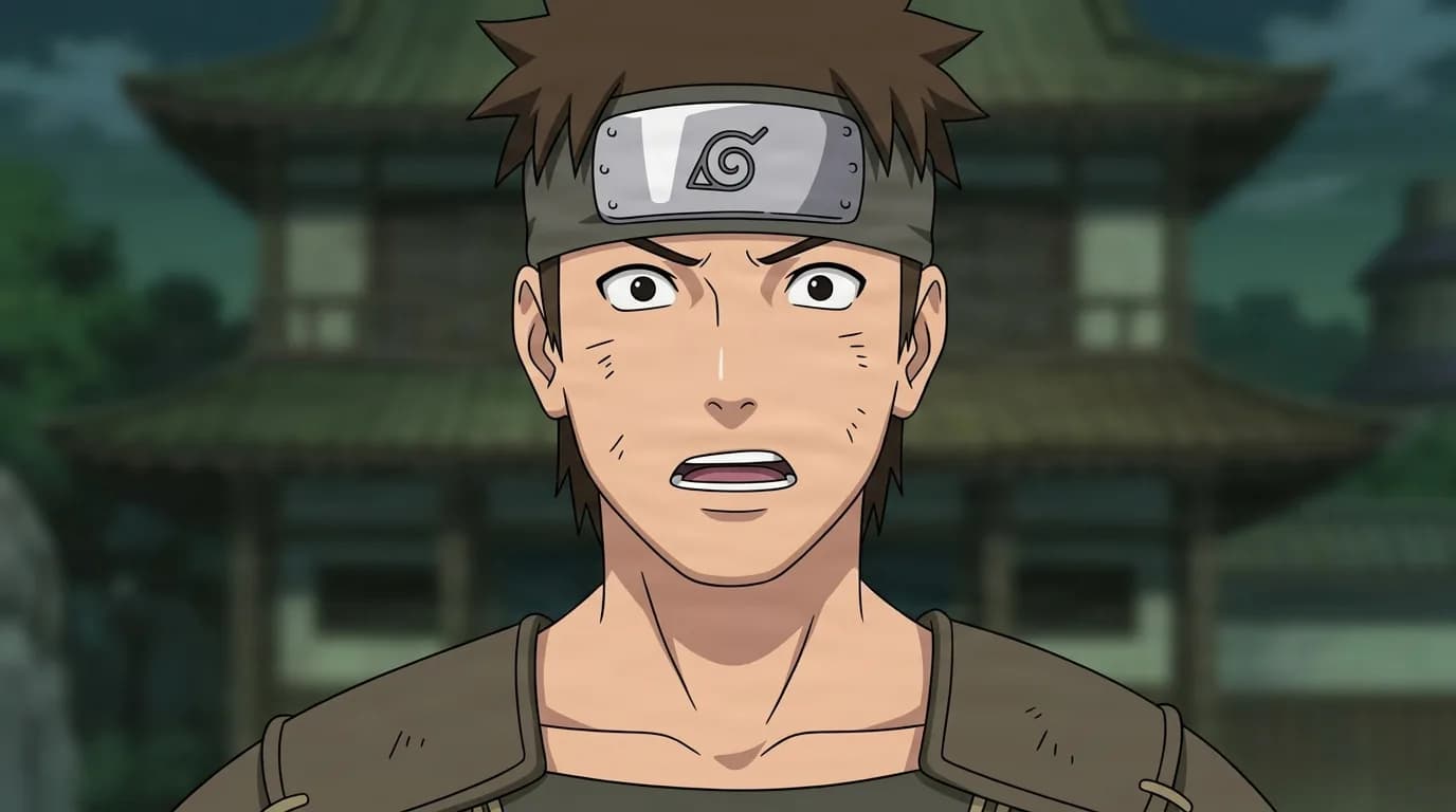 Hiruzen Sarutobi from Naruto in a close-framed cel-shaded anime scene with a detailed environment