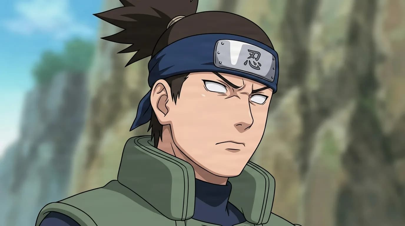Hoheto Hyūga from Naruto in a close-framed cel-shaded anime scene with a detailed environment