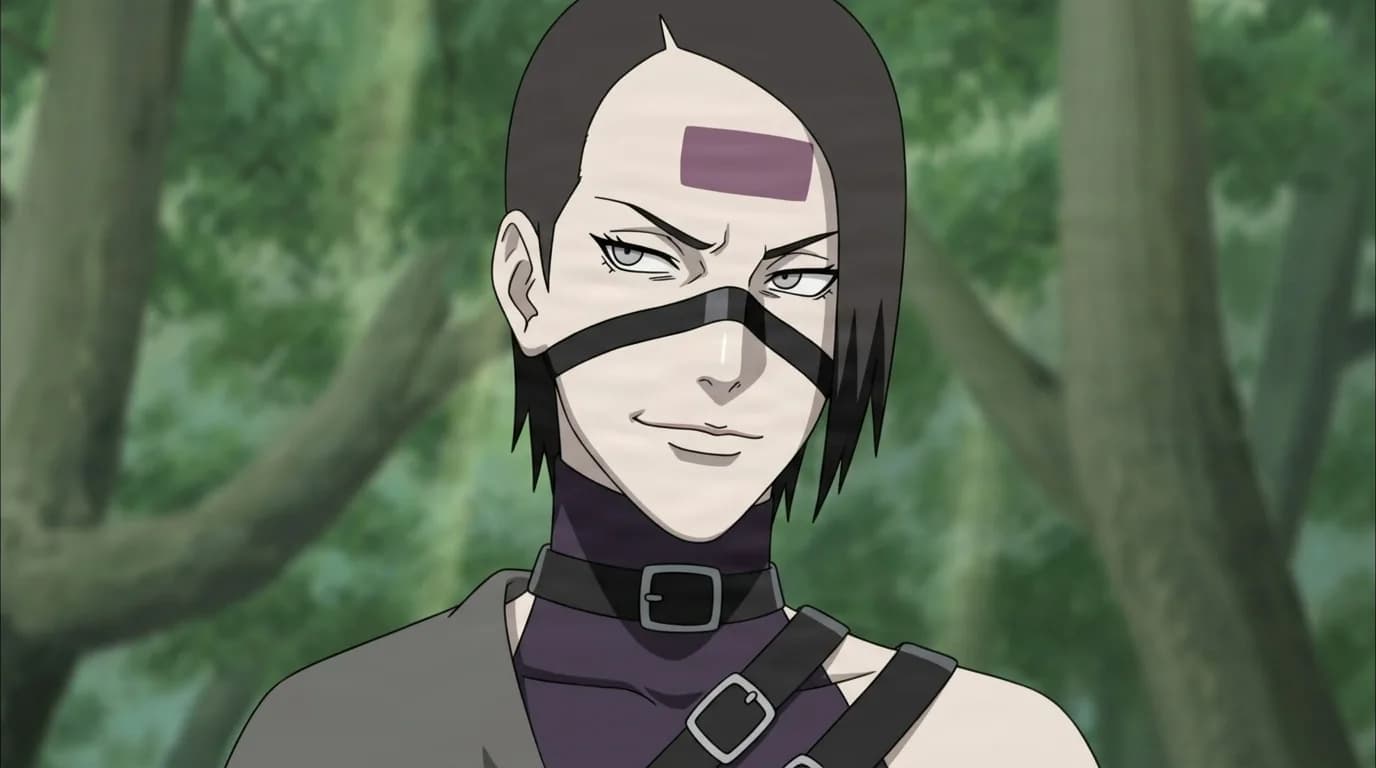Ichi from Naruto in a close-framed cel-shaded anime scene with a detailed environment