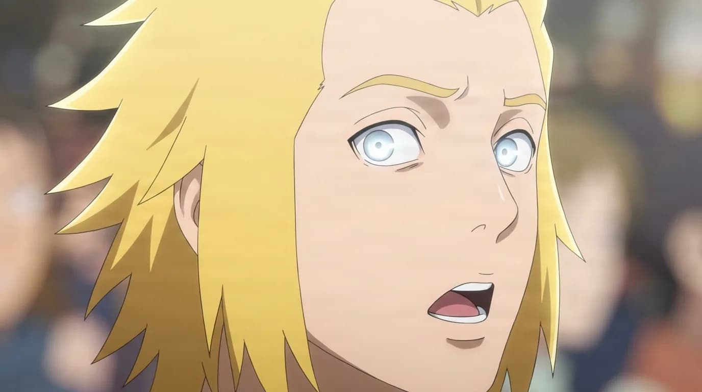 Ikada Funato from Naruto in a close-framed cel-shaded anime scene with a detailed environment