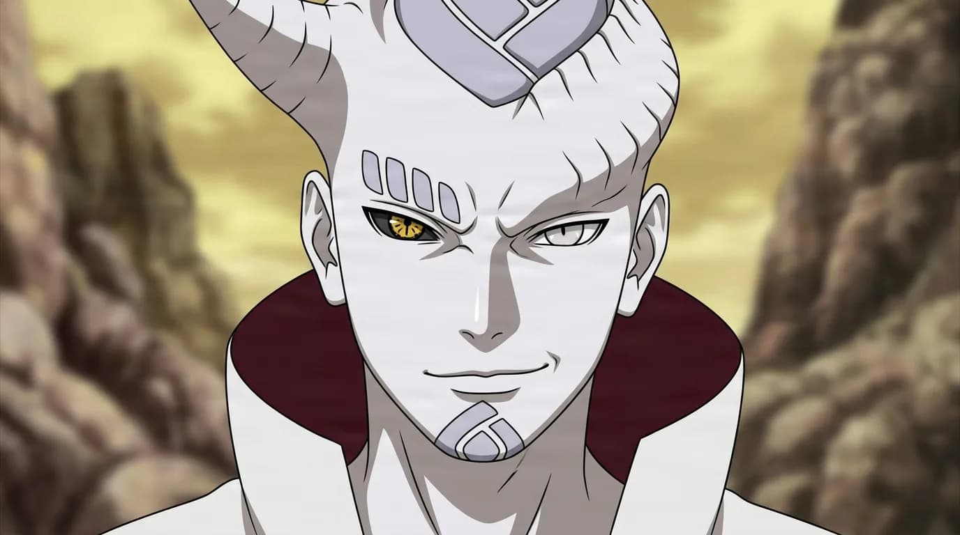 Isshiki Ōtsutsuki from Naruto in a close-framed cel-shaded anime scene with a detailed environment