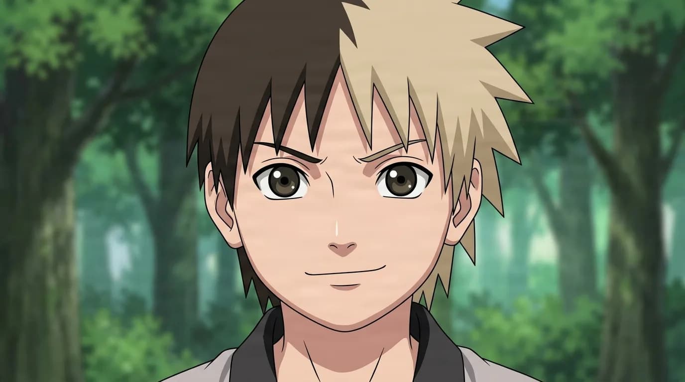 『NARUTO』のキャラクター、千手板間。細部まで描き込まれた背景を伴う、クローズアップのセル画調アニメシーンとして描かれている。