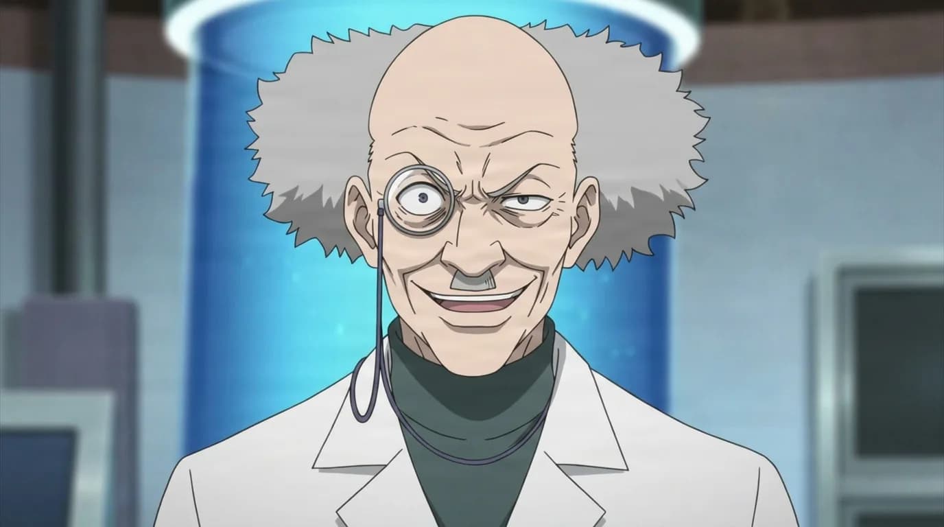 Iwa Doctor from Naruto in a close-framed cel-shaded anime scene with a detailed environment