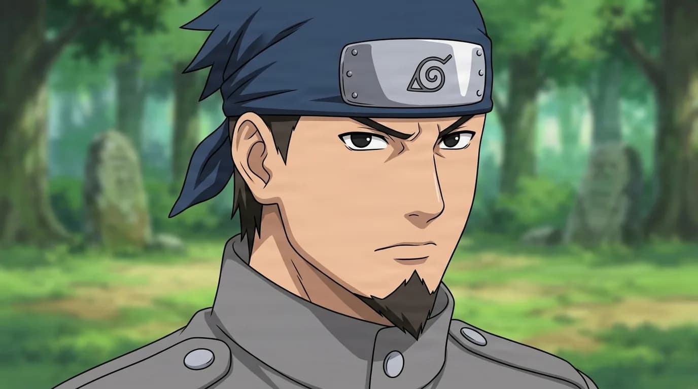Iwashi Tatami from Naruto in a close-framed cel-shaded anime scene with a detailed environment