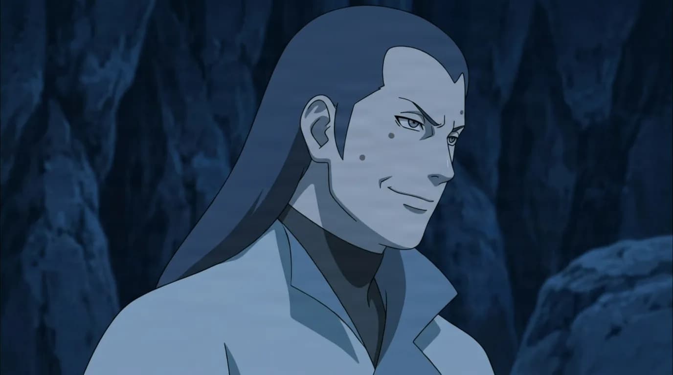 Setsuna from Naruto in a close-framed cel-shaded anime scene with a detailed environment