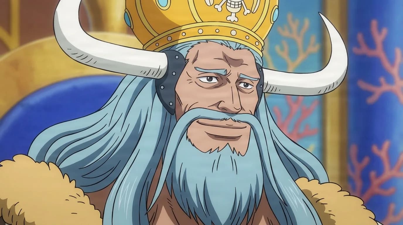 Avalo Pizarro from One Piece in a close-framed cel-shaded anime scene with a detailed environment