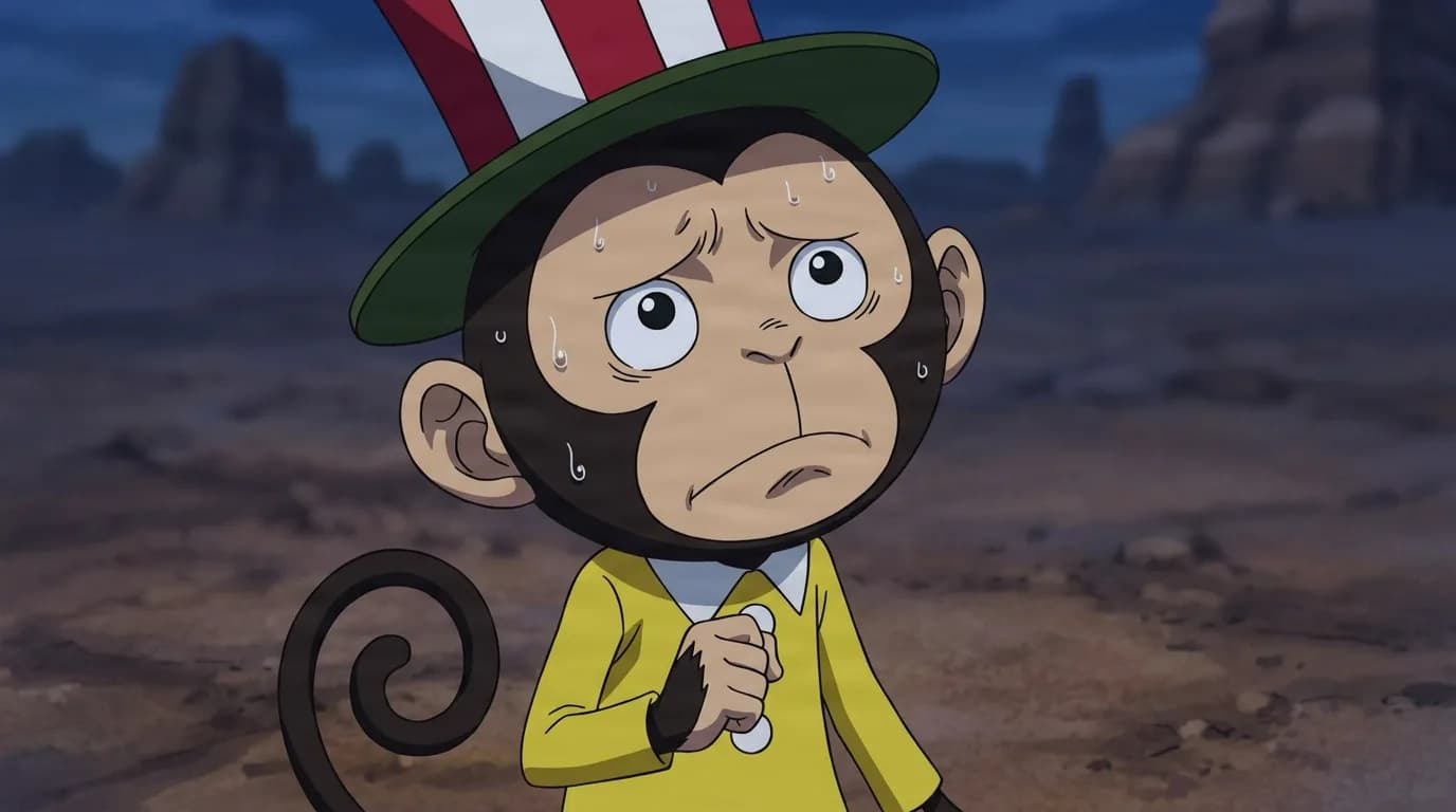 Bariete from One Piece in a close-framed cel-shaded anime scene with a detailed environment