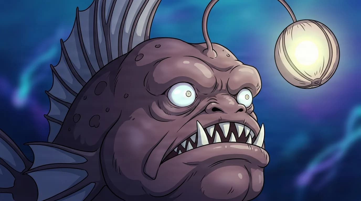 Bonbori from One Piece in a close-framed cel-shaded anime scene with a detailed environment