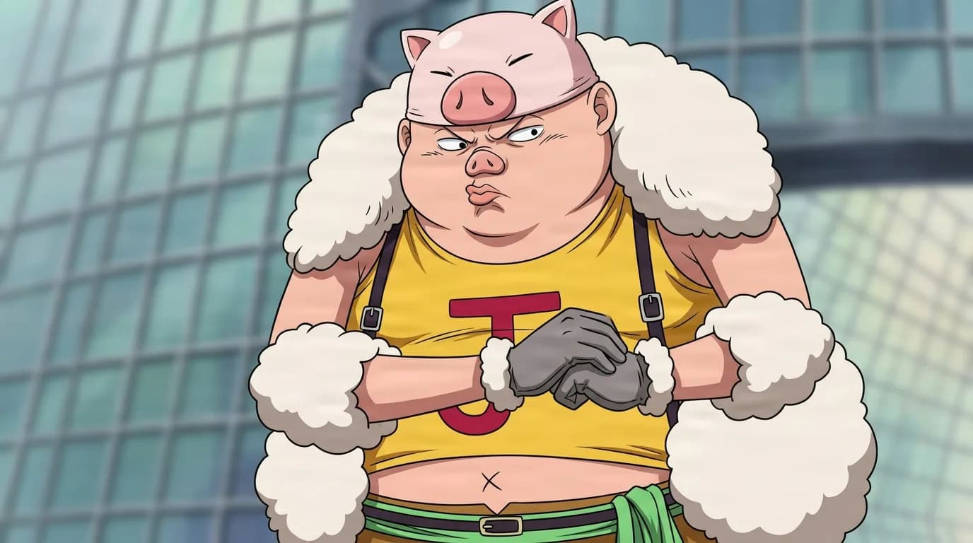 Boo Jack from One Piece in a close-framed cel-shaded anime scene with a detailed environment