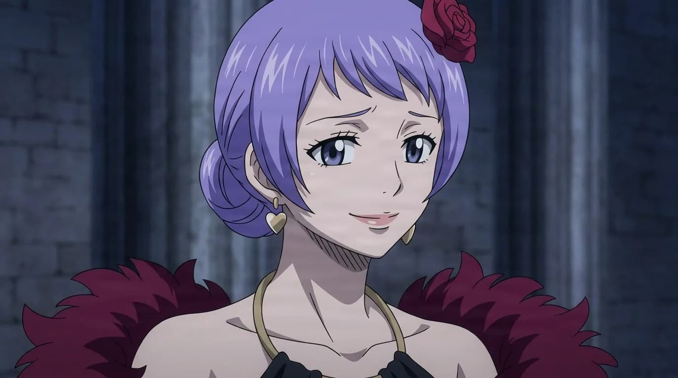 Carina from One Piece in a close-framed cel-shaded anime scene with a detailed environment