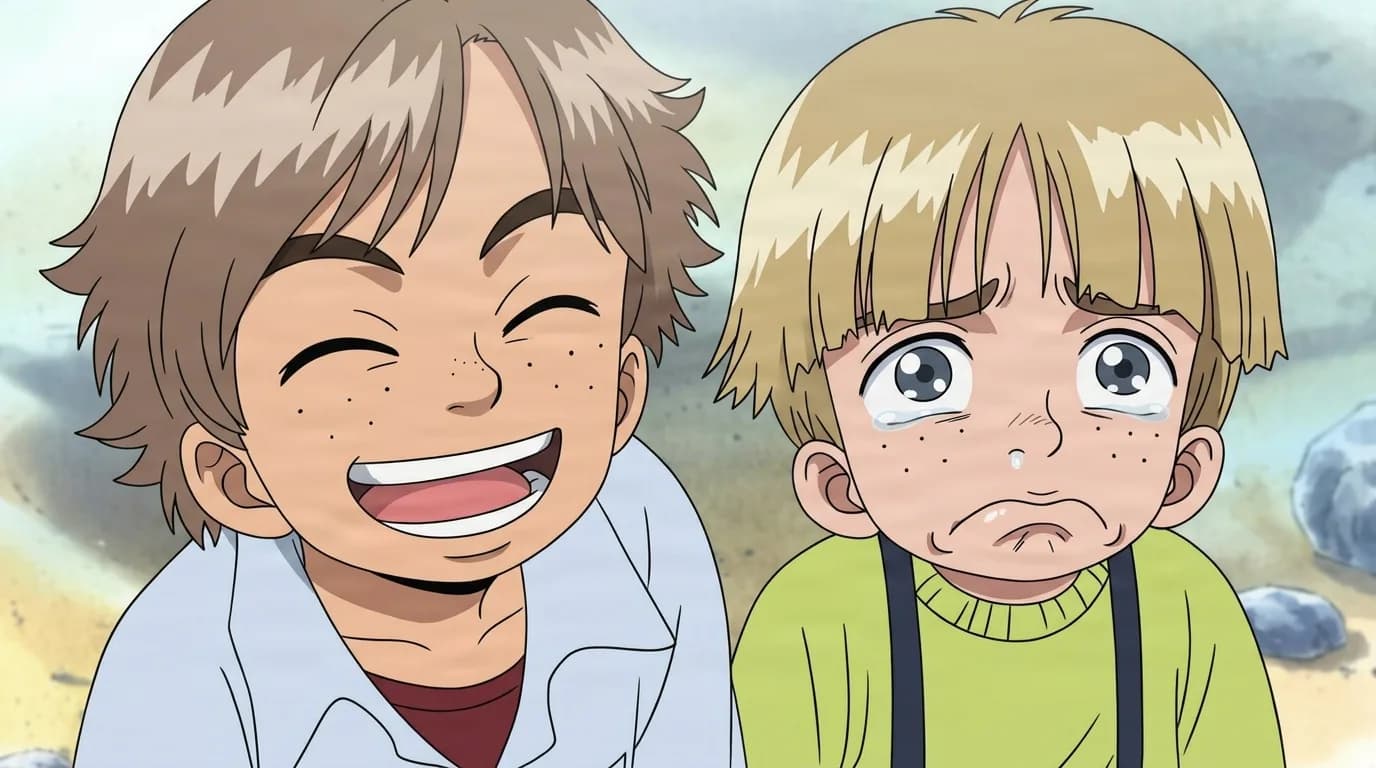 Chip and Dip from One Piece in a close-framed cel-shaded anime scene with a detailed environment