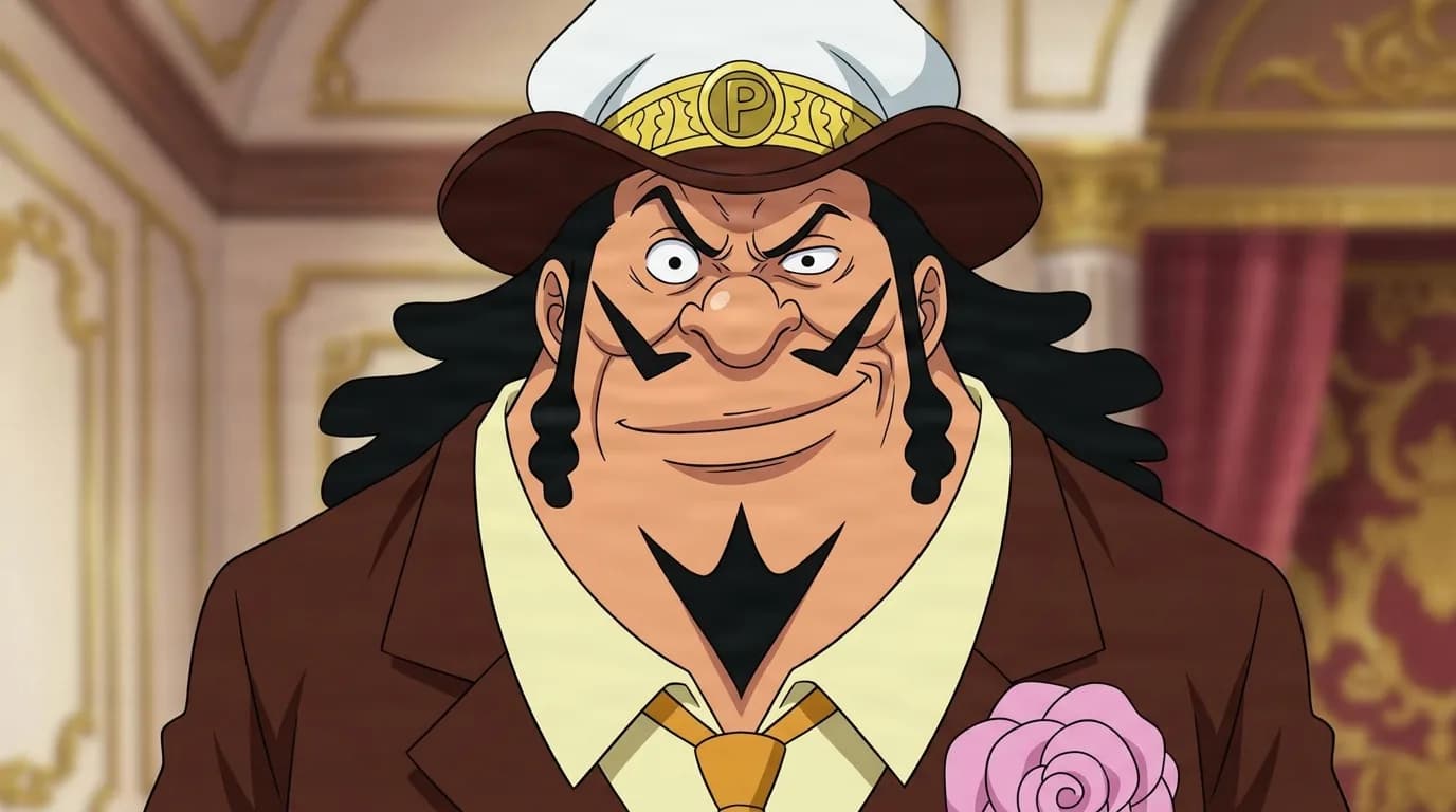Choco Police from One Piece in a close-framed cel-shaded anime scene with a detailed environment
