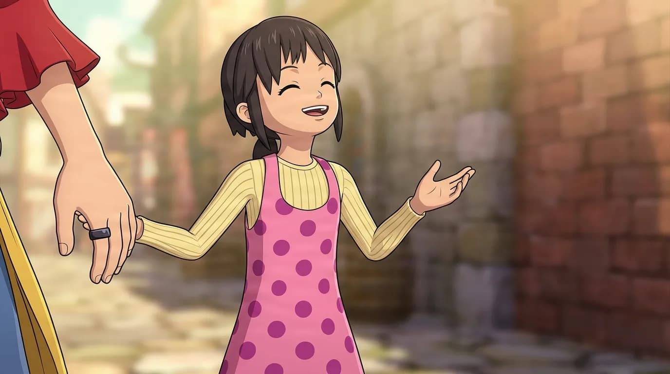 Dahlia from One Piece in a close-framed cel-shaded anime scene with a detailed environment